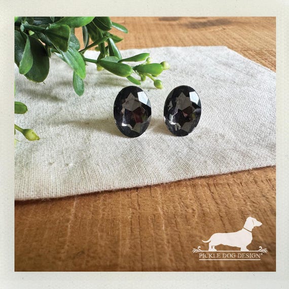 Charcoal Gem. Post Earrings