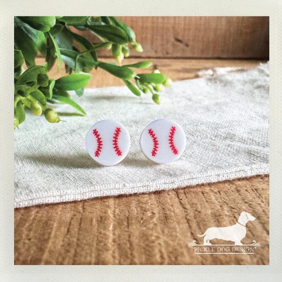 Baseball. Post Earrings