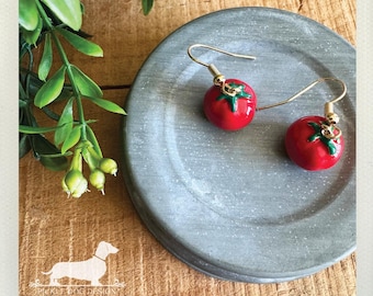 Tomato Dangle Earrings: Vintage-Style, Vegetable Jewelry, Tomato Lover Gift, Nickel Free