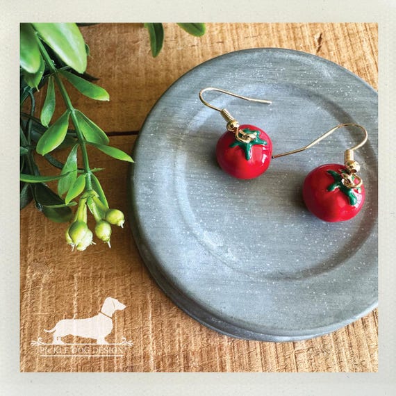 Tomato. Dangle Earrings