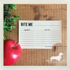 Bijt mij. Een dozijn (aantal 13) set receptkaarten -- (3 x 5, 4 x 6, grappig, cadeau onder de 15, geeky, humoristisch, tanden, hongerig, leuk, tandartscadeau)