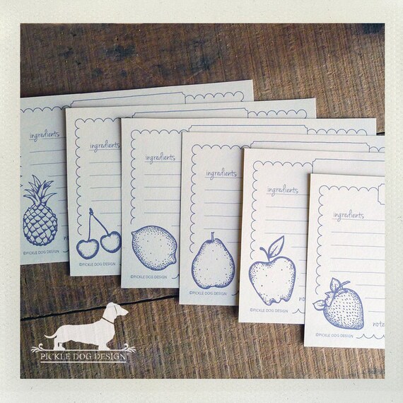 Vintage Fruit. A Baker's Dozen (Qty 13) Set of Recipe Cards