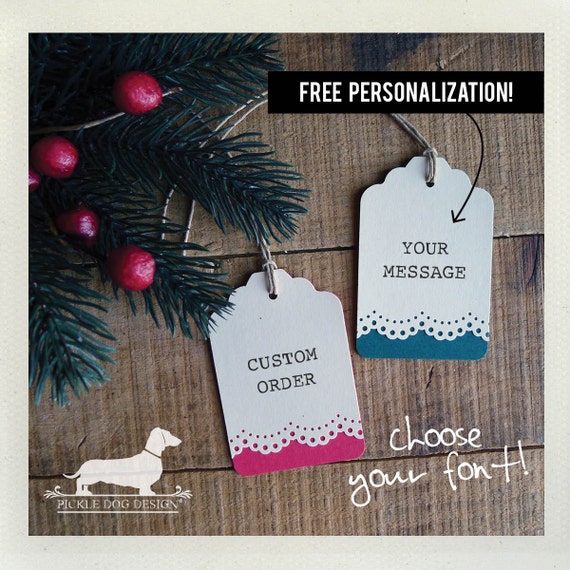 Holiday Lace. Personalized Gift Tags (Set of 12)