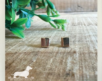 Gold Square Post Earrings: Tiny Geometric Minimalist Jewelry, Nickel Free Studs