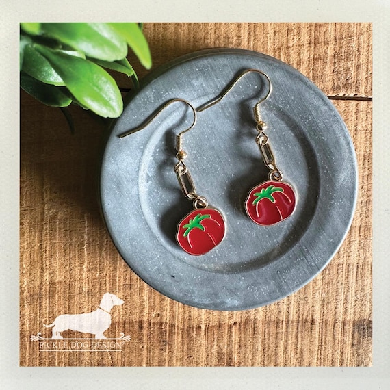 Tomato Glam. Dangle Earrings