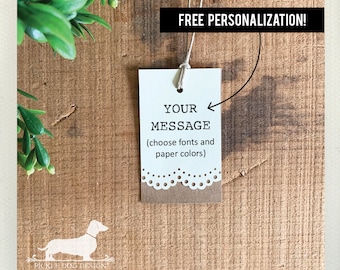 Personalized Lacey Double Layer Gift Tags: Vintage Style Favor Tags, Set of 20