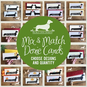 Mezclar y combinar. Tarjetas de notas largas de Doxie -- (Tarjeta romántica, Aniversario, Cumpleaños, Amor, Bebé, Tarjetas navideñas, Perro, Dachshund, Perro Weiner, Personalizado)