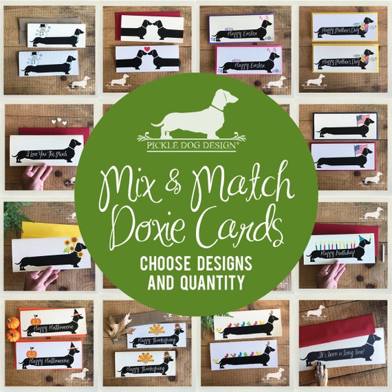 Mix & Match. Long Doxie Note Cards