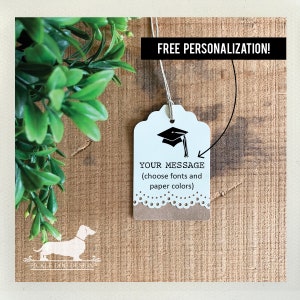 Herzlichen Glückwunsch Grad. Personalisierte Geschenkanhänger (12er-Set) - (Vintage-Style, Abschlussfeier 2024, Partygeschenk, Danke, College, Abitur, bestanden)
