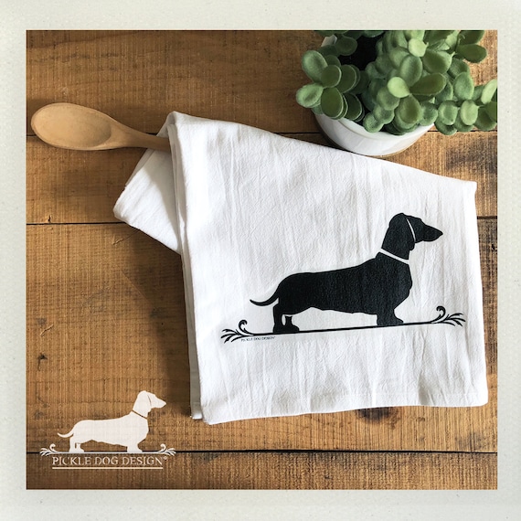 Doxie Fleur De Lis. Decorative Tea Towel