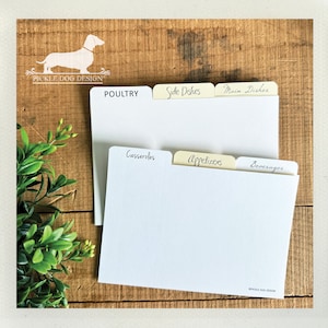 OFFRE DE RÉDUCTION ! 4 x 6 cartes intercalaires de recettes (n° 31) -- (ivoire, cadeau de mariage, cadeau de douche nuptiale, organisation, onglets, style campagnard chic, simple)