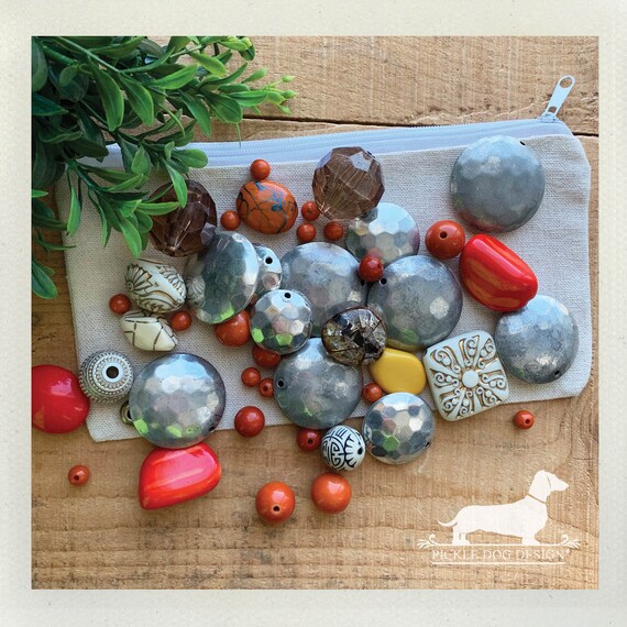 LAST CHANCE! Silver n' Orange Beads