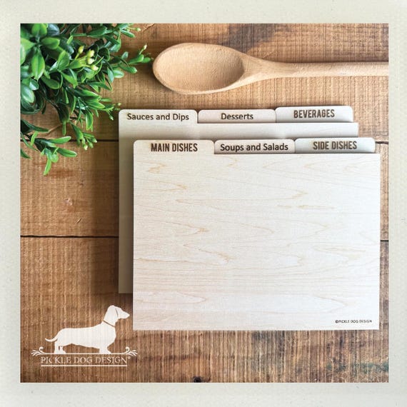 DISCOUNT DEAL! Wood 5x7 Recipe Divider Cards (No. 3)
