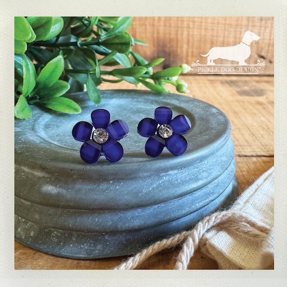 Blueberry Flower. Post Earrings