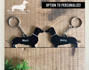 Personalized Doxie. Keychain -- (Dachshund, Key Ring, Vintage-Style, Sausage Dog, Wiener Dog, Gift For Him, Gift For Her, Valentine Gift)