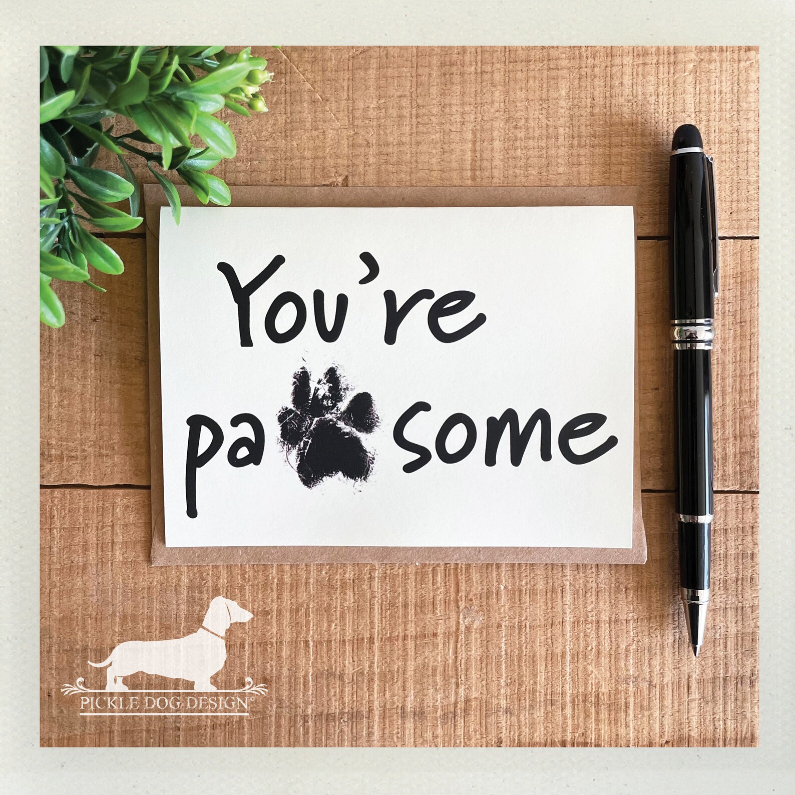 You're Pawsome Note Card: Funny Dog Paw Print Pun, Encouragement Card ...
