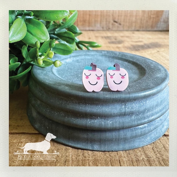 Blushing Apple. Post Earrings