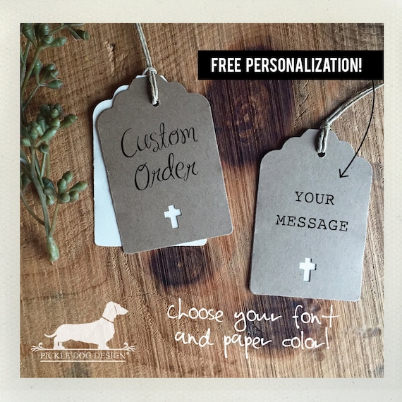 Natural Cross. Personalized Gift Tags (Set of 12)