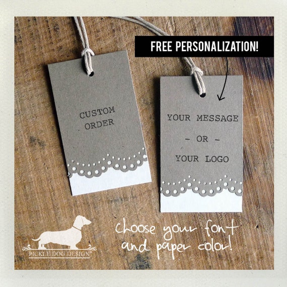 Double Brown Lace. Personalized Rectangle Gift Tags (Set of 20)