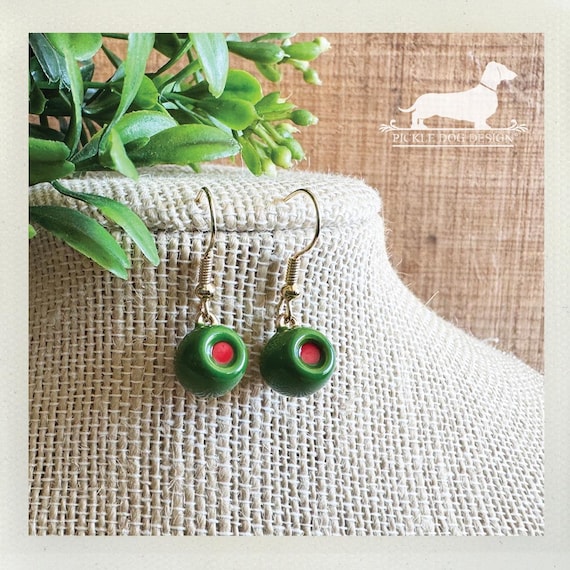 Green Olive. Dangle Earrings