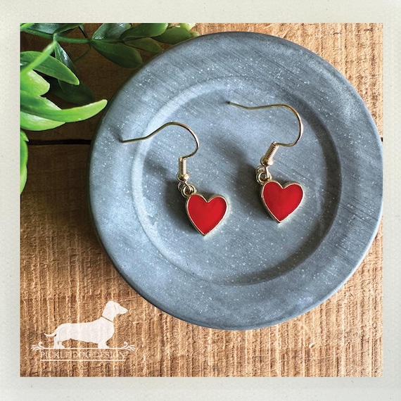 Red Heart. Dangle Earrings