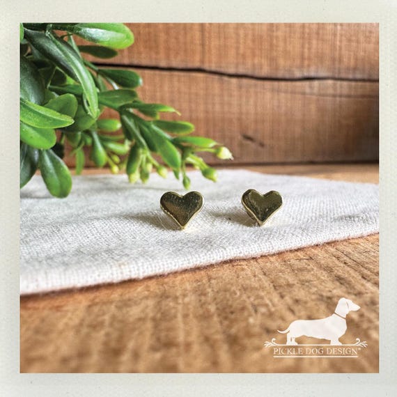 Tiny Gold Heart. Post Earrings