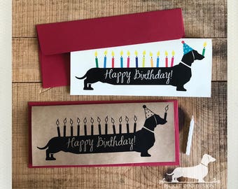 Personalized Happy Birthday Dachshund Note Card: Vintage-Style Sausage Dog Greeting, Doxie Card