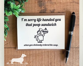 Poop Sandwich. Note Card -- (Cancer Fighter, Breast Cancer Humor, Sympathy, Cancer Support, Encouragement Card, Thinking of You, Get Well)