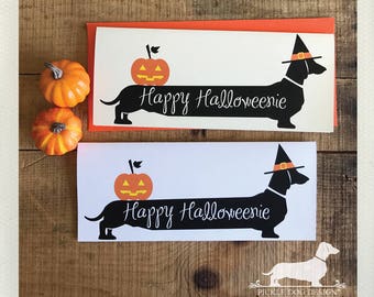 Gepersonaliseerde Halloween-kaart met teckel: Fijne Halloween, lieve teckel! Trick or Treat-kaarten