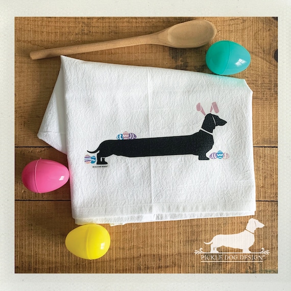 Easter Doxie. Decorative Tea Towel