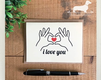 Heart Hands. Note Card -- (I Love You, Anniversary Card, Encouragement Card, Love, Valentine Card, Best Friend Card, For Husband, For Wife)