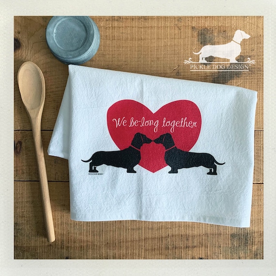 We Be-Long Together. Decorative Doxie Tea Towel