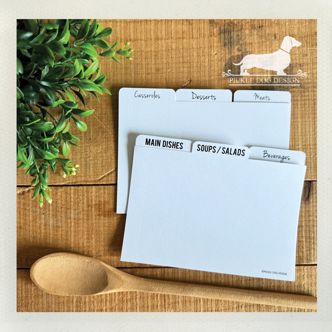 DISCOUNTED! 4x6 Tabbed Recipe Divider Cards: Kitchen Organization (set ...