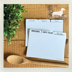 OFFRE DE RÉDUCTION ! 4 x 6 cartes intercalaires de recettes (n° 30) -- (blanc, cadeau de mariage, cadeau de douche nuptiale, organisation, onglets, style campagnard chic, simple)