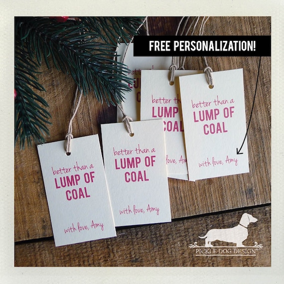 Lump of Coal. Personalized Gift Tags (Set of 20)