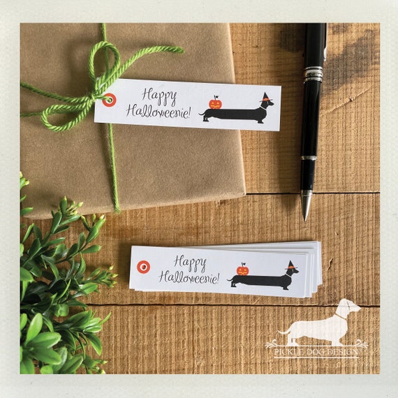 Halloween Doxie. Long Gift Tags (Qty 10)