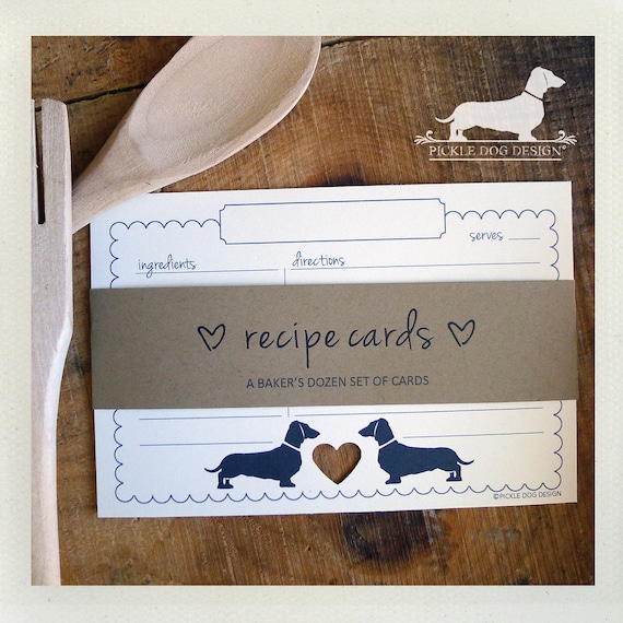 Mini Doxie Heart. A Baker's Dozen (Qty 13) Set of 4x6 Recipe Cards