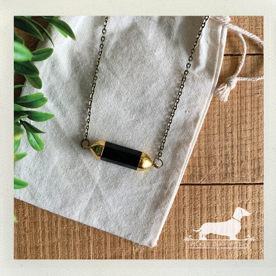 Ebony Gold Bar. Necklace