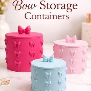 Contenedor de almacenamiento con forma de lazo impreso en 3D / Lindo organizador de joyas / Decoración de habitación coqueta / Regalo para ella / Almacenamiento de tocador / Organizador de escritorio estético