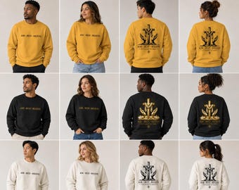 Sudadera "Pide, descansa y recibe" / Jersey con cruz cristiana, manos y escritura bíblica