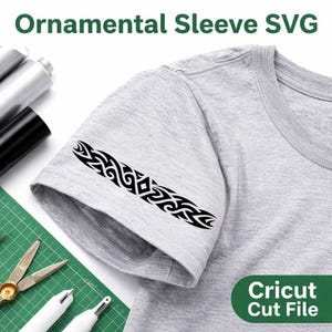 Ornamental Sleeve SVG für Cricut | Tribal Band Schnittdatei | Shirt Ärmel Design PNG