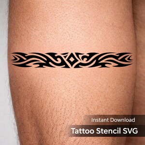 Tatuaje de brazalete tribal Flow SVG / Diseño de banda decorativa / Plantilla para envolver el antebrazo