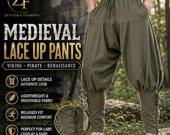 Medieval Lace Up Pants for Men, Viking Harem Trousers, Renaissance Pirate Pants, LARP Costume, Historical Reenactment, Cosplay Trousers