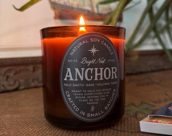 Anchor | Small Batch Soy Candle | Amber Jar Candle | Clean Burning | Handmade in the Midwest | Volcanic-Sand-Sage-Earthy