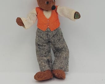 Vintage BAPS Papa Bear Felt Doll Goldilocks & 3 Bears West Germany 1950s