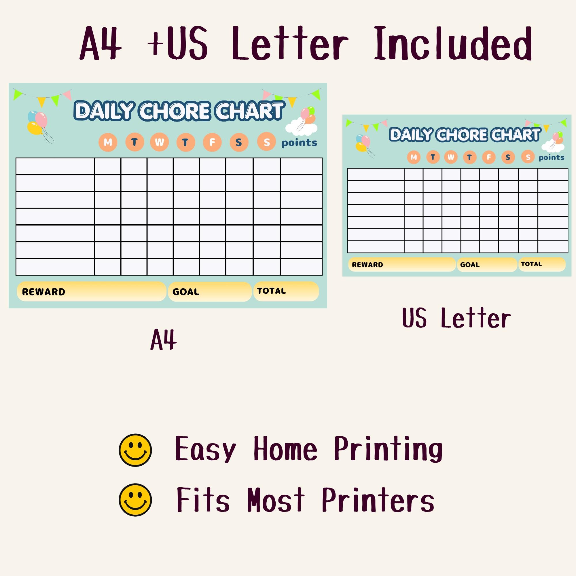 Chore Task Graph Daily Chore Chart for Kids Printable, Reward Chart, Kids Routine Chart ...