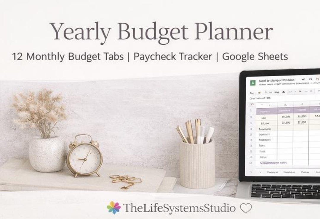 Yearly Budget Planner | Google Sheets Monthly Finance Tracker (digital ...