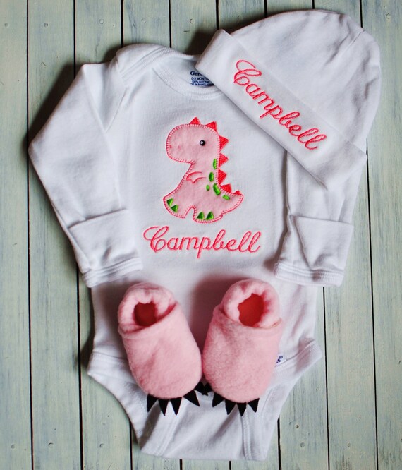 Items similar to Personalized Newborn Dinosaur Outfit Going Home