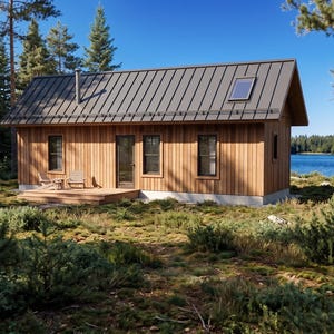 Moderner skandinavischer Hüttenplan – Minihaus mit Loft 36’ x 12’ (432 Quadratfuß)