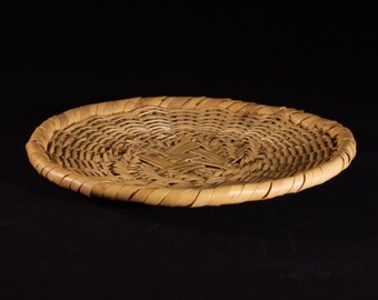 Rugged Nemagari-bamboo Noodle Plate (Soba Zaru) - Traditional Japanese Mountain Craft - 21.5cm